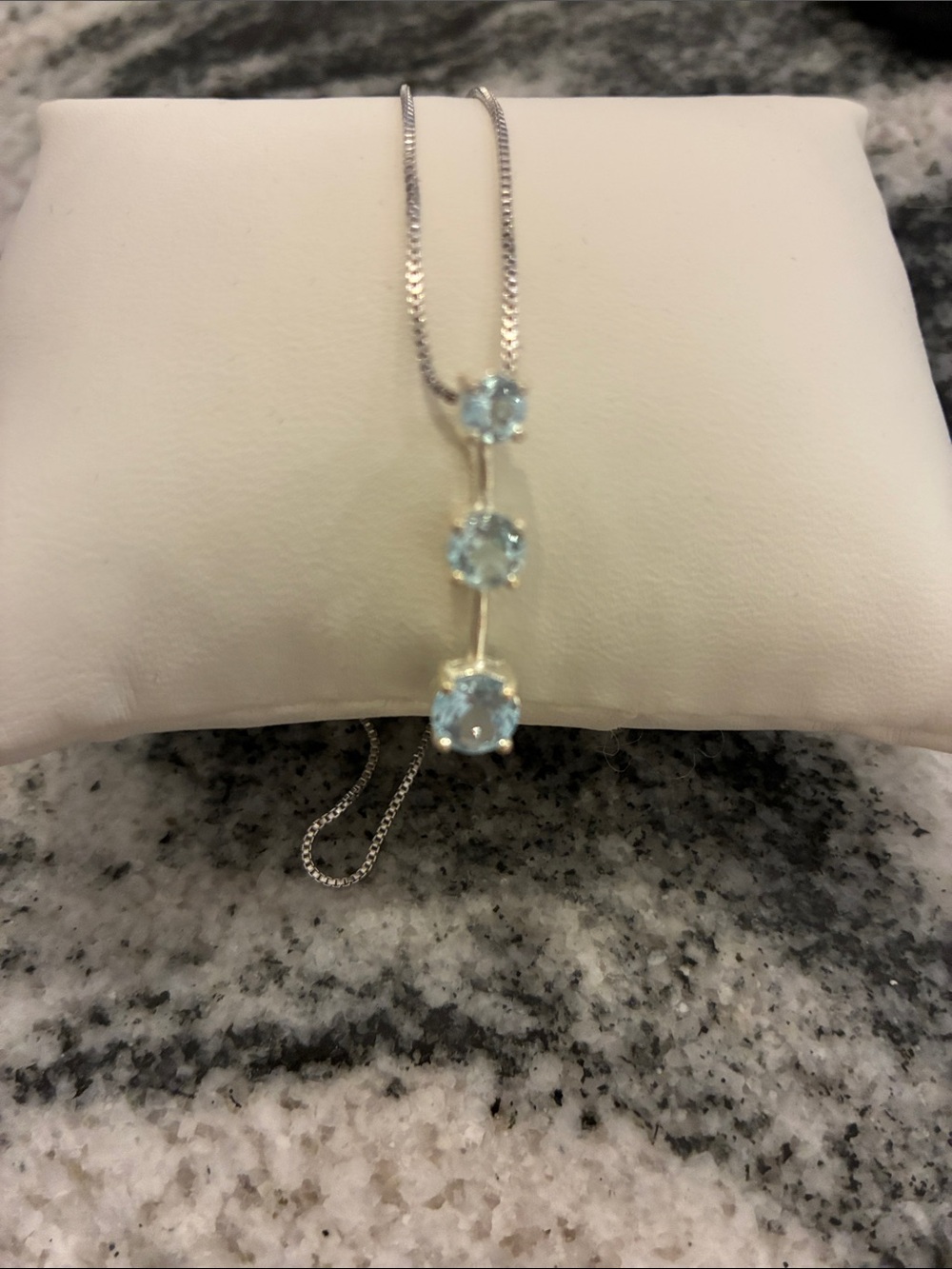 Sterling Silver Aquamarine Triple-Drop Necklace